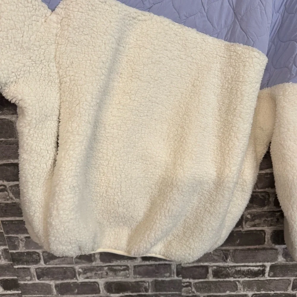 Bohme KYLAN CONTRAST PULLOVER Sherpa fleece cream purple oversized sweater - Picture 8 of 12